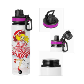 Candy, Metallic water bottle with safety lid, 850ml aluminum
