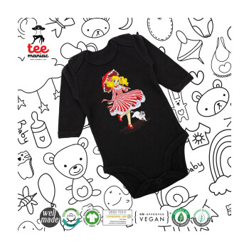 Candy, Μακρυμάνικο βρεφικό φορμάκι, 0-18 μηνών, ΜΑΥΡΟ, 100% Organic Cotton