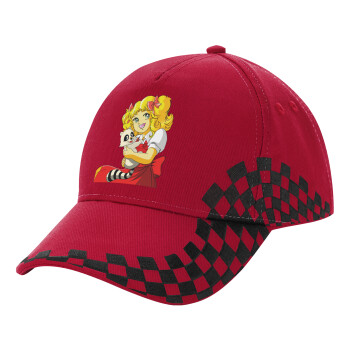 Candy, Καπέλο Ενηλίκων Ultimate ΚΟΚΚΙΝΟ/ΜΑΥΡΟ RACING με Σκρατς, (100% ΒΑΜΒΑΚΕΡΟ DRILL, ΕΝΗΛΙΚΩΝ, UNISEX, ONE SIZE)