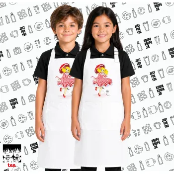 Candy, Λευκή ΠΑΙΔΙΚΗ Ποδιά μακριά Σεφ ολόσωμη με τσέπες