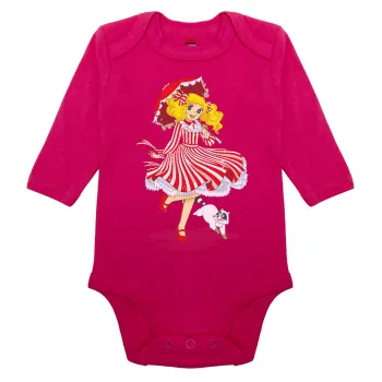 Candy, Μακρυμάνικο βρεφικό φορμάκι, 0-18 μηνών, ΡΟΖ, 100% Organic Cotton