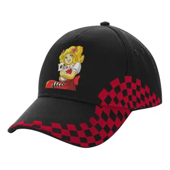 Candy, Καπέλο Ενηλίκων Ultimate ΜΑΥΡΟ/ΚΟΚΚΙΝΟ RACING, (100% ΒΑΜΒΑΚΕΡΟ DRILL, ΕΝΗΛΙΚΩΝ, UNISEX, ONE SIZE)