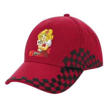 Candy, Καπέλο Ενηλίκων Ultimate ΚΟΚΚΙΝΟ/ΜΑΥΡΟ RACING με Σκρατς, (100% ΒΑΜΒΑΚΕΡΟ DRILL, ΕΝΗΛΙΚΩΝ, UNISEX, ONE SIZE)