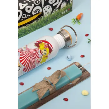 Candy, Πασχαλινή Λαμπάδα με παγούρι μεταλλικό (620ml, stainless steel) & κερί αρωματικό πλακέ (30cm) (ΤΙΡΚΟΥΑΖ)