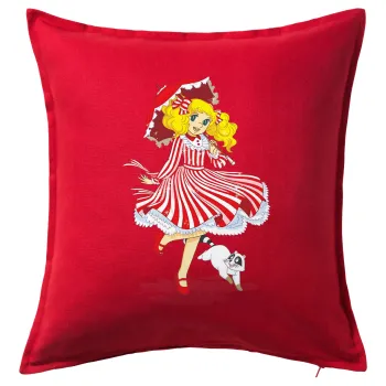 Candy, Μαξιλάρι καναπέ Κόκκινο 100% βαμβάκι, περιέχεται το γέμισμα (50x50cm)