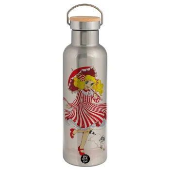 Candy, Stainless steel Silver with wooden lid (bamboo), double wall, 750ml