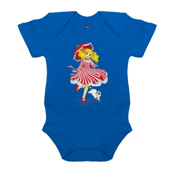 Candy, Βρεφικό φορμάκι μωρού, Μπλε Κοβαλτίου, 100% Organic Cotton, κοντομάνικο