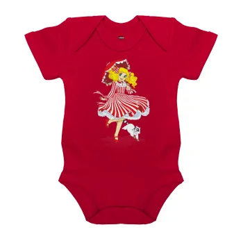 Candy, Βρεφικό φορμάκι μωρού, ΚΟΚΚΙΝΟ, 100% Organic Cotton, κοντομάνικο