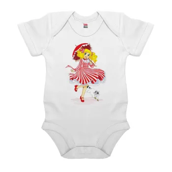 Candy, Βρεφικό φορμάκι μωρού, 0-24 μηνών, ΛΕΥΚΟ, 100% Organic Cotton, κοντομάνικο