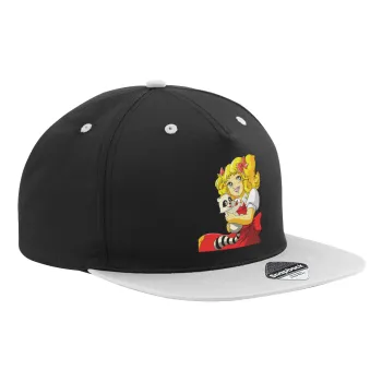 Candy, Καπέλο Ενηλίκων Flat Snapback Μαύρο/Γκρι, (100% ΒΑΜΒΑΚΕΡΟ TWILL, ΕΝΗΛΙΚΩΝ, UNISEX, ONE SIZE)