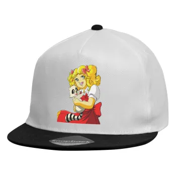 Candy, Καπέλο παιδικό Flat Snapback, Λευκό (100% ΒΑΜΒΑΚΕΡΟ, ΠΑΙΔΙΚΟ, UNISEX, ONE SIZE)