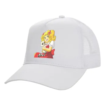 Candy, Καπέλο Ενηλίκων Structured Trucker, με Δίχτυ, ΛΕΥΚΟ (100% ΒΑΜΒΑΚΕΡΟ, ΕΝΗΛΙΚΩΝ, UNISEX, ONE SIZE)