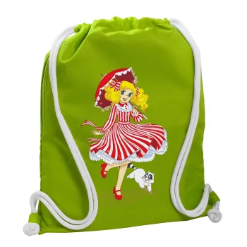 Candy, Backpack bag GYMBAG LIME GREEN, with pocket (40x48cm) & thick cords