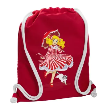 Candy, Backpack pouch GYMBAG Red, with pocket (40x48cm) & thick cords