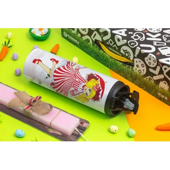 Candy, Easter candle,Travel Tumbler 2 Lids, with metal straw & cleaning brush & aromatic flat candle (30cm) (PINK)