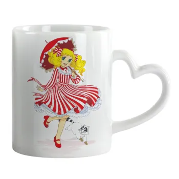 Candy, Κούπα καρδιά χερούλι λευκή, κεραμική, 330ml
