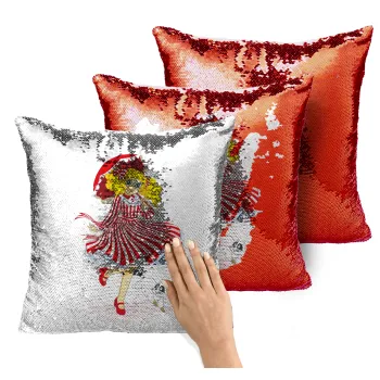 Candy, Μαξιλάρι καναπέ Μαγικό Κόκκινο με πούλιες 40x40cm περιέχεται το γέμισμα