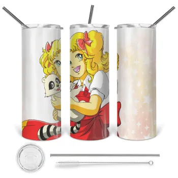 Candy, Tumbler ποτήρι θερμό από ανοξείδωτο ατσάλι 600ml, με μεταλλικό καλαμάκι & βούρτσα καθαρισμού