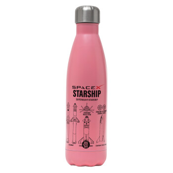 Space X, Metal mug thermos Pink Mat (Stainless steel), double wall, 500ml