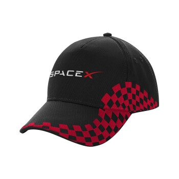Space X, Adult Cap RACING Ultimate Black/Red, (100% COTTON DRILL, ADULT, UNISEX, ONE SIZE)