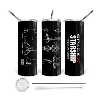 Space X, Tumbler stainless steel 600ml, with metal straw & cleaning brush