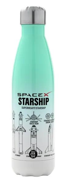 Space X — Μεταλλικό παγούρι θερμός Πράσινο/Λευκό (Stainless steel), διπλού τοιχώματος, 500ml