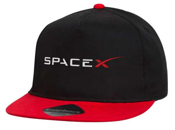 Space X — Καπέλο παιδικό Flat Snapback, Μαύρο/Κόκκινο (100% ΒΑΜΒΑΚΕΡΟ, ΠΑΙΔΙΚΟ, UNISEX, ONE SIZE)