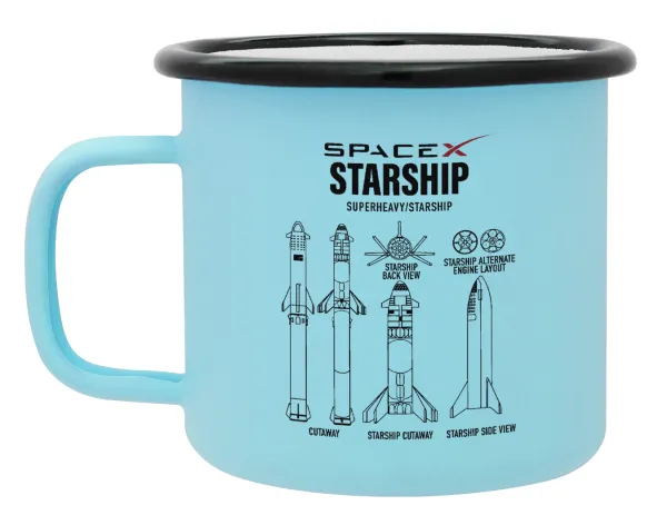 Space X — Metal enamel mug, matte light blue, 360ml