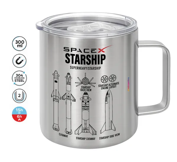 Space X — Double-walled stainless steel mug 300ml with temperature-retaining lid
