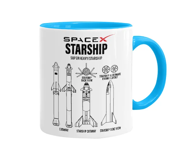 Space X — Mug colored light blue, ceramic, 330ml