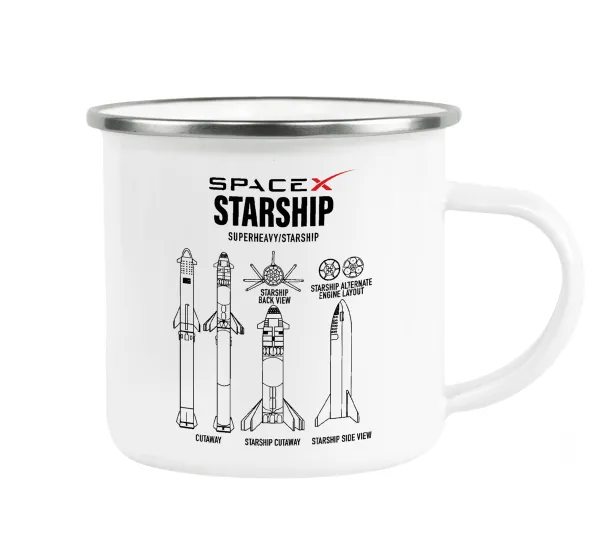 Space X — Κούπα Μεταλλική εμαγιέ λευκη 360ml