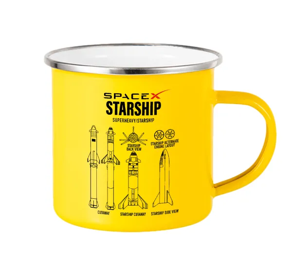 Space X — Yellow Enamel Metallic Cup 360ml