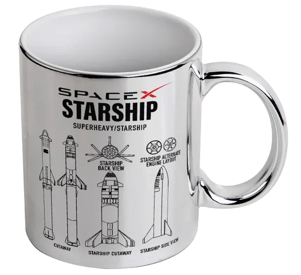Space X — Κούπα κεραμική, ασημένια καθρέπτης, 330ml