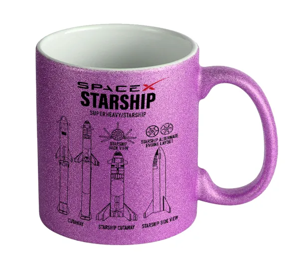 Space X — Κούπα Μωβ Glitter που γυαλίζει, κεραμική, 330ml