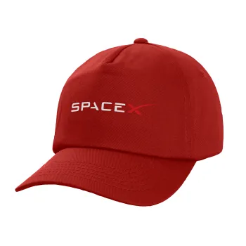 Space X, Children's Baseball Cap, 100% Cotton Twill, Red (COTTON, CHILDREN'S, UNISEX, ONE SIZE)