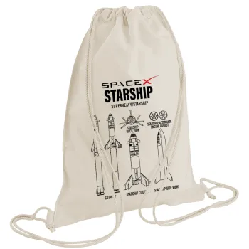 Space X, Backpack bag GYMBAG natural (28x40cm)
