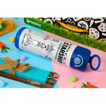 Space X, Easter candle, Childrens hot water bottle, stainless steel, with safety straw, BLUE (500ml)