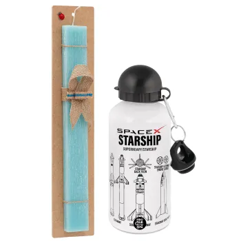 Space X, Πασχαλινή Λαμπάδα με παγούρι μεταλλικό αλουμινίου (500ml) & λαμπάδα αρωματική πλακέ (30cm) (ΤΙΡΚΟΥΑΖ)