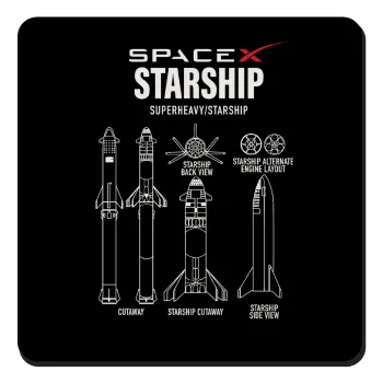 Space X, Τετράγωνο μαγνητάκι ξύλινο 9x9cm