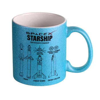 Space X, Κούπα Σιέλ Glitter που γυαλίζει, κεραμική, 330ml