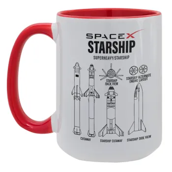 Space X, Κούπα Mega 15oz, κεραμική Κόκκινη, 450ml