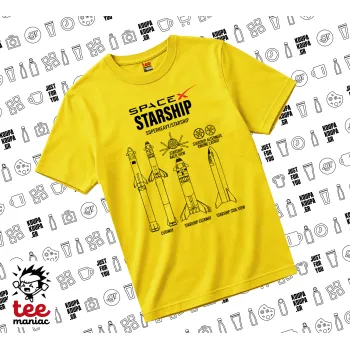 Space X, yellow childrens T-Shirt made of 100% cotton, for every day. Vegan & OEKO-TEX certified.