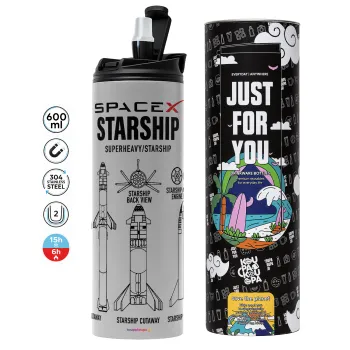 Space X, Tumbler stainless steel GREY 600ml