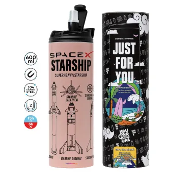 Space X, Tumbler stainless steel PINK 600ml