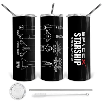 Space X, Tumbler stainless steel 600ml, with metal straw & cleaning brush