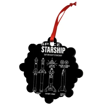 Space X, Στολίδι Χριστουγεννιάτικο στολίδι snowflake ξύλινο 7.5cm