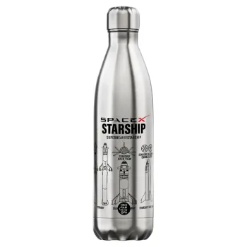 Space X, Μεταλλικό παγούρι θερμός Inox (Stainless steel), διπλού τοιχώματος, 750ml