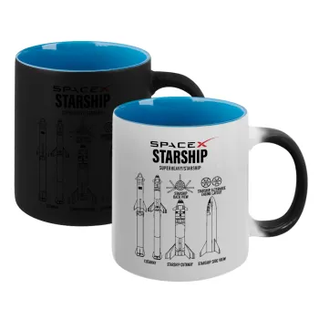 Space X, Κούπα Μαγική εσωτερικό μπλε, κεραμική 330ml που αλλάζει χρώμα με το ζεστό ρόφημα