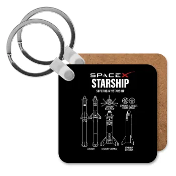 Space X, Μπρελόκ Ξύλινο τετράγωνο MDF