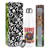 Easter candle, metallic white thermos bottle (500ml) & aromatic flat candle (30cm) (GRAY)